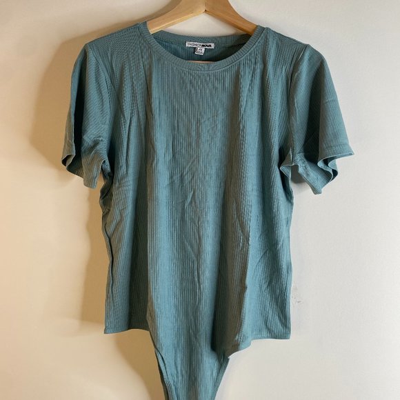 Fashion Nova Sage Knitted Bodysuit Top Size 2X - Picture 1 of 3